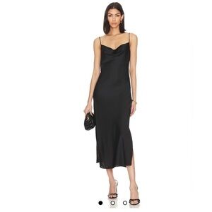 AllSaints Hadley Slipdress Black Satin Midi 90s Vixen Y2K whimsigoth Sz 10 NEW